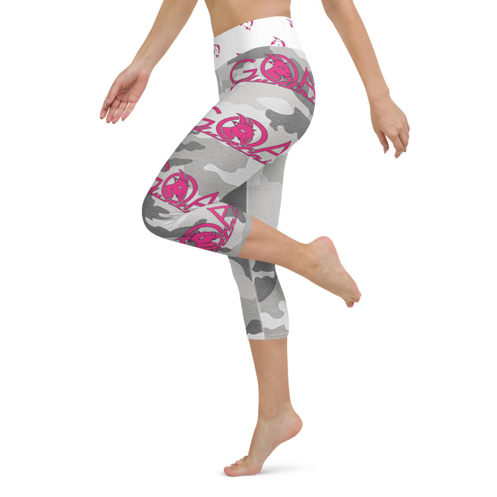 Yoga suit camouflage tight-fitting printed yoga pants sports yoga top -  Pink / L