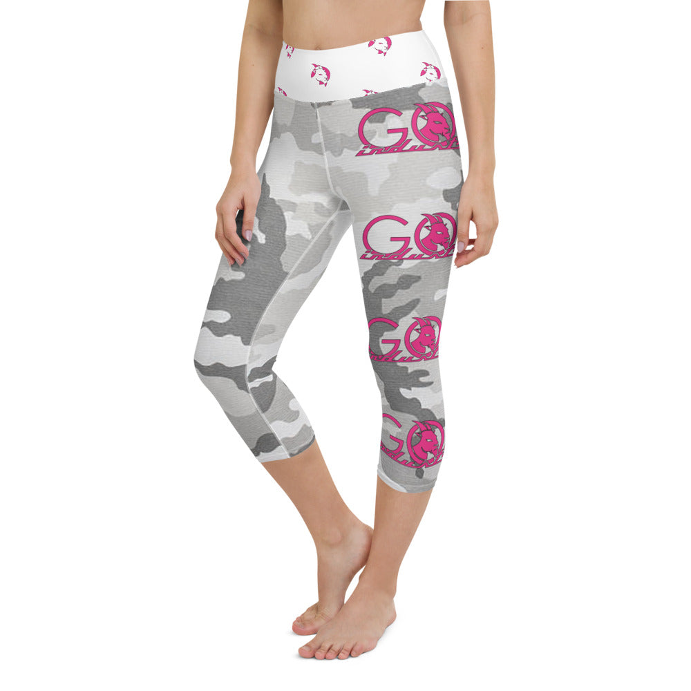 Yoga suit camouflage tight-fitting printed yoga pants sports yoga top -  Pink / L